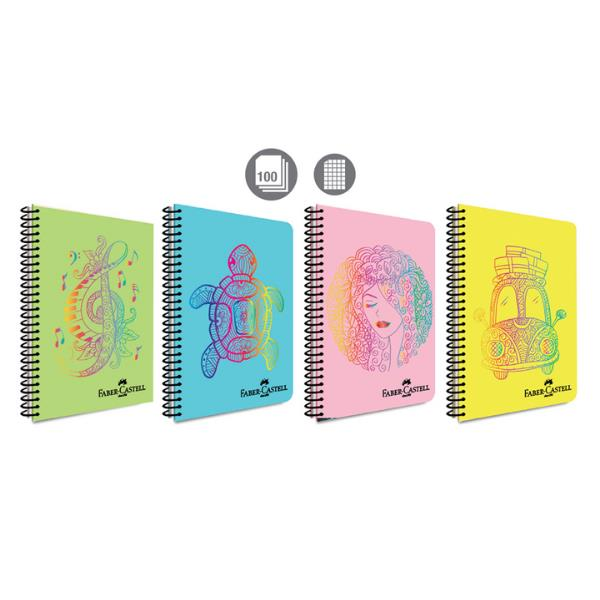 Faber Castell PP Kpk Faces Spralli Defter 100yp Kareli