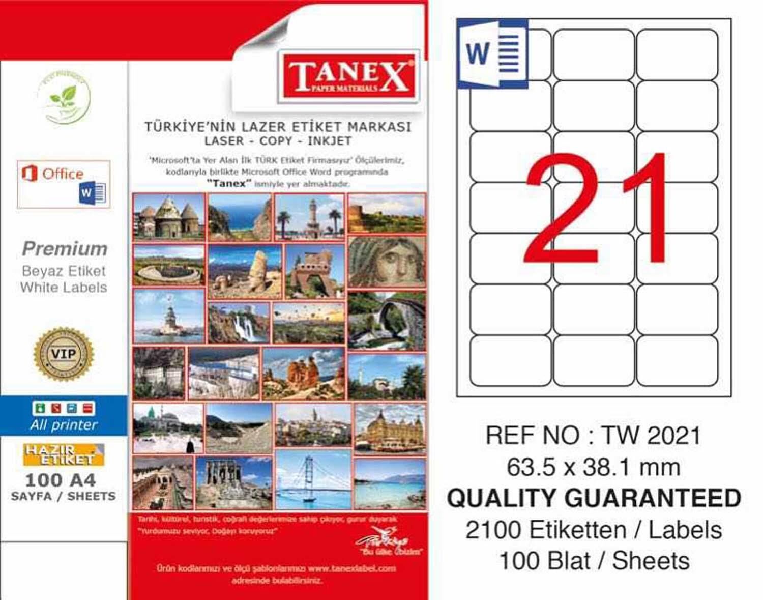 63.5X38.1 Laser Etiket Tw.2021